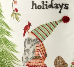 Gnome For The Holidays Embroidered Pillow Cover