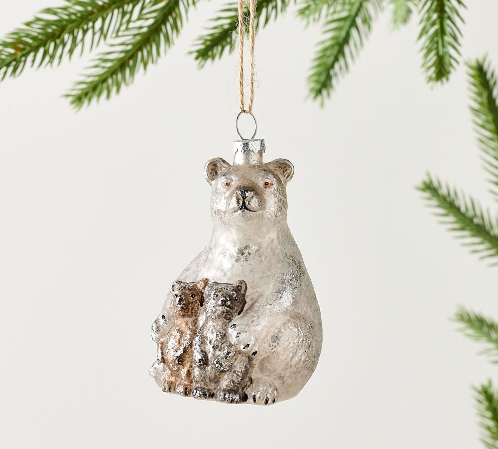 Mercury Polar Bear With Cubs Ornament