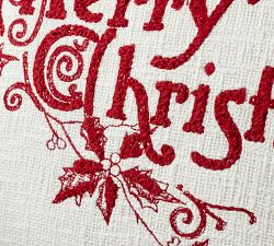 Merry Christmas Embroidered Pillow