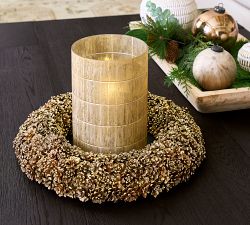 Linen Textured Glass Hurricane Candle Holder
