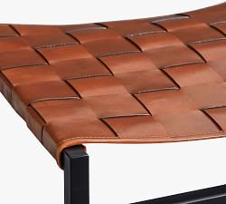 Hardy Woven Leather Backless Stool
