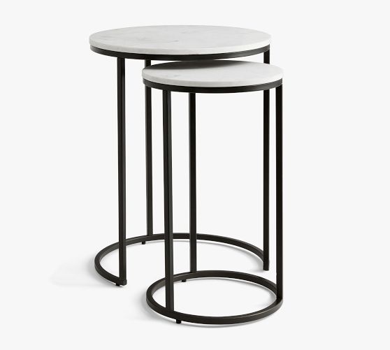Delaney Round Marble Nesting End Table (18" )