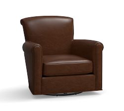 Irving Roll Arm Leather Swivel Glider