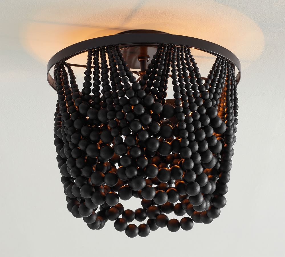 Amelia Wood Bead Flush Mount (19&quot;)