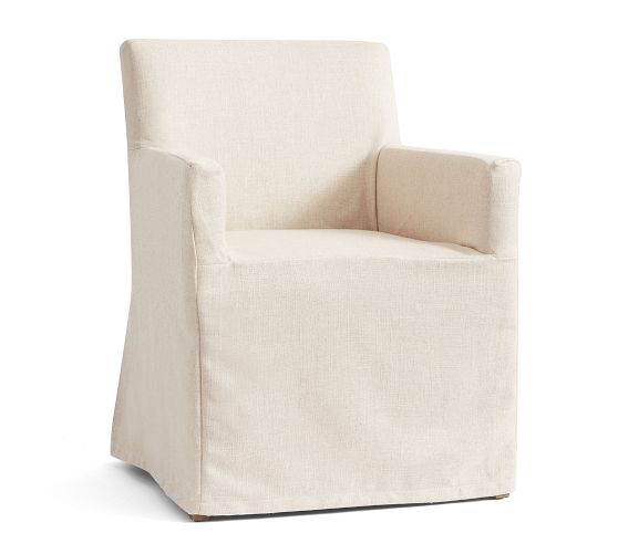 Classic Long Slipcovered Dining Armchair