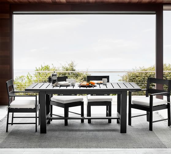 Malibu Metal Extending Black Dining Table + Chair Dining Set