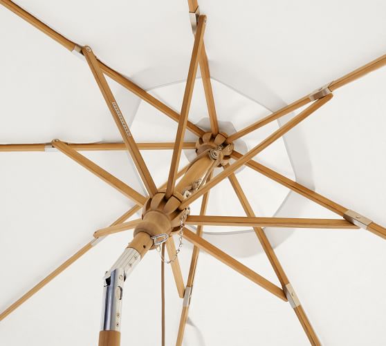 6' Round Outdoor Patio Umbrella - Teak Tilt Frame​