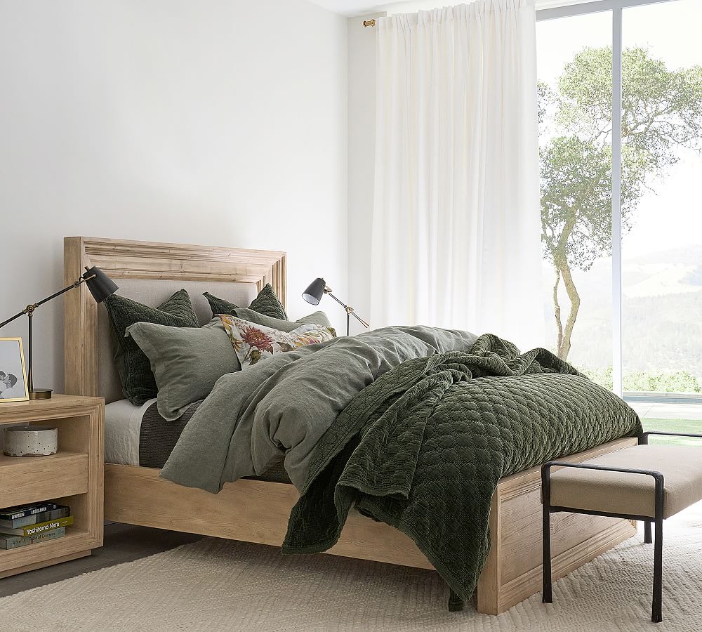 Velvet Lattice Handcrafted Quilt, Queen, Loden Color