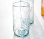 Etched Floral Recycled Glass Drinking Glasses - Set of 4