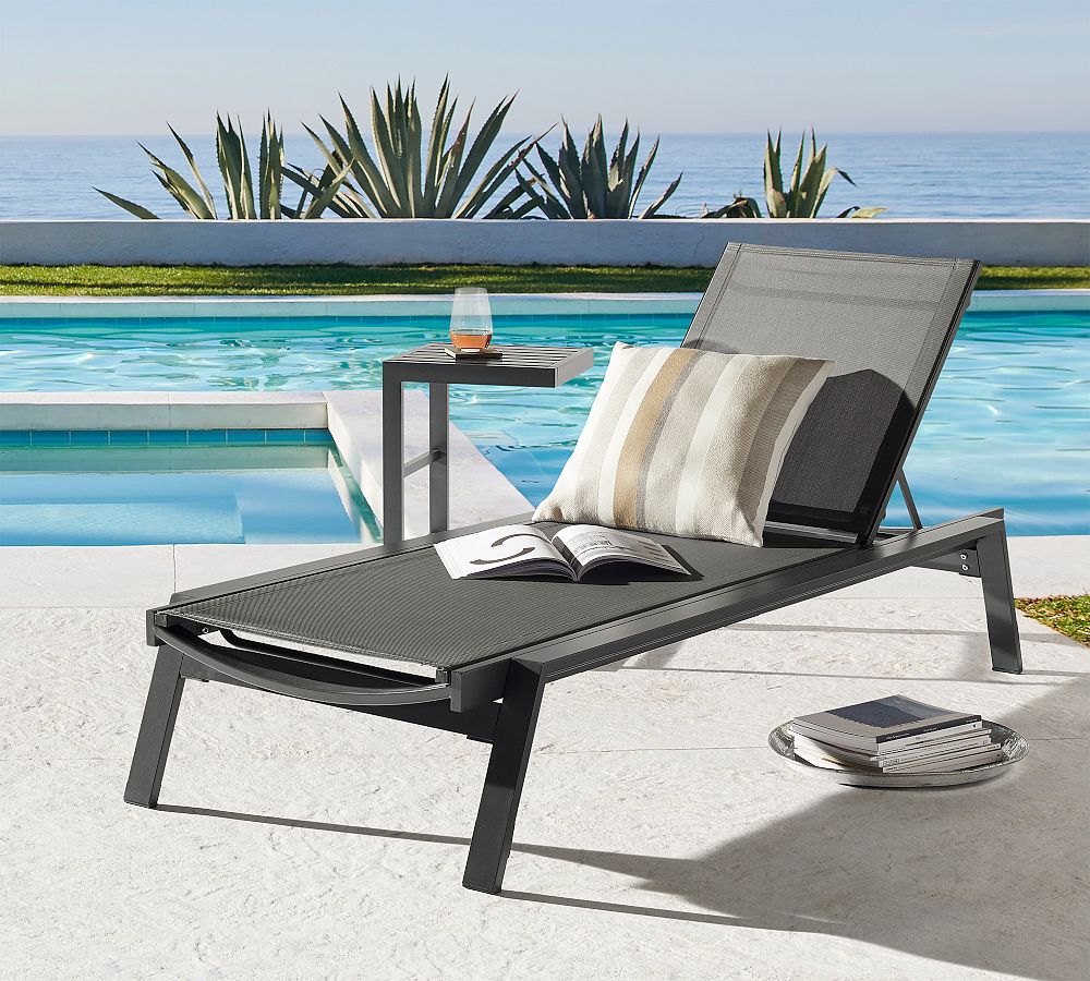 Indio Metal &amp; Mesh Stackable Outdoor Single Chaise Lounge, Set of 2