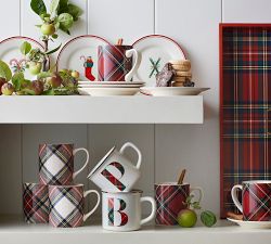 Stewart Plaid Alphabet Stoneware Mug