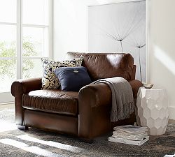 Leather chair and ottoman pottery barn discount
