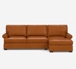 Townsend Roll Arm Leather Chaise Sectional (110&quot;)