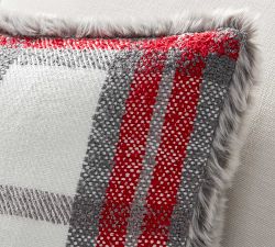 Graham Plaid Faux Fur Back Pillow