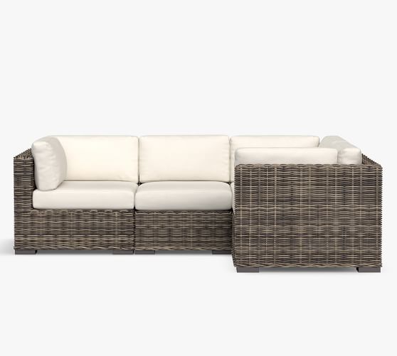 Huntington Wicker 4-Piece Square Arm Outdoor Sectional (99")