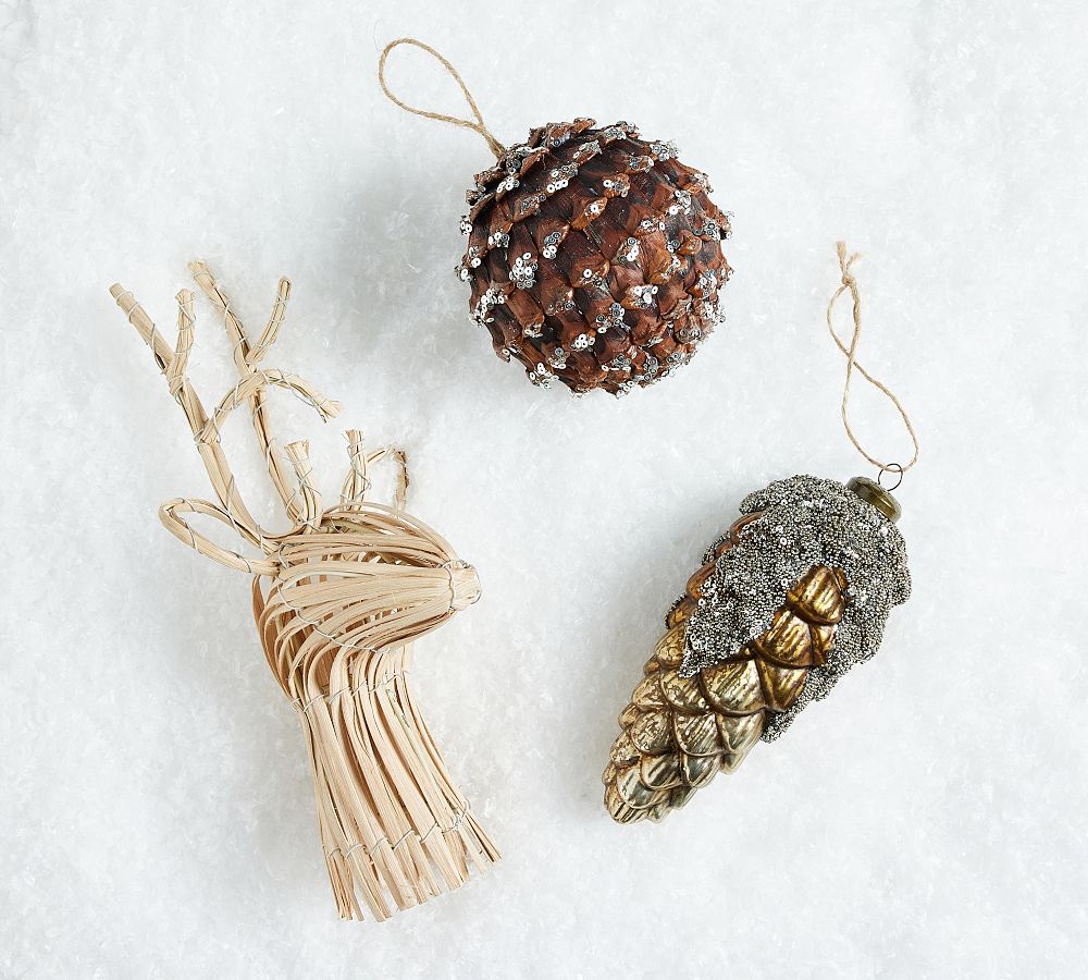 Rustic Glam Natural Ornaments - Set of 3