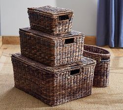 Raleigh Handwoven Seagrass Lidded Baskets