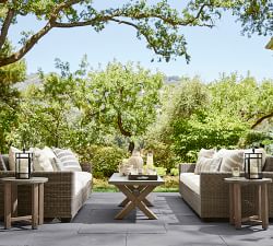 Abbott Concrete &amp; Acacia Round Outdoor Side Table (20&quot;)
