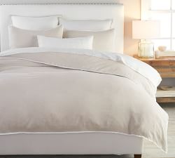 Belgian Flax Linen Contrast Flange Duvet Cover