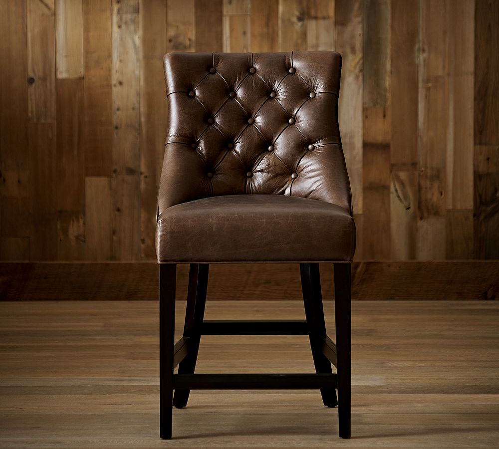 Open Box: Hayes Tufted Leather Stool