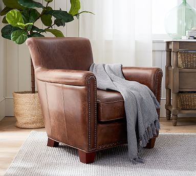 Irving Roll Arm Leather Chair Pottery Barn