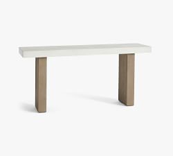 Pomona Concrete &amp; Acacia Rectangular Outdoor Console Table (65&quot;)