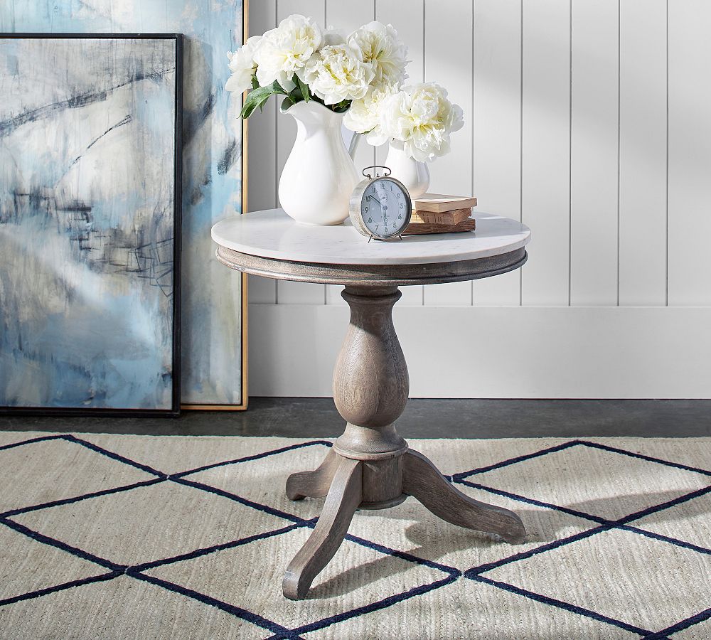 Alexandra Round Marble End Table (24&quot;)