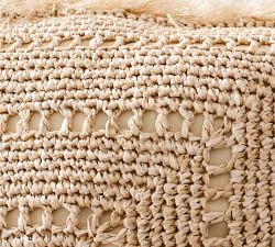 Faux Natural Fiber Crochet Fringe Outdoor Pillow