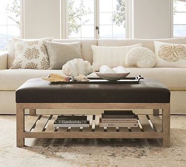 Jake Rectangular Leather Ottoman Pottery Barn