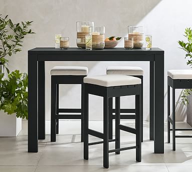 Malibu Metal Rectangular Outdoor Bar Height Table Black