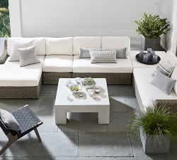 Huntington Wicker 5-Piece Slope Arm Double Chaise Outdoor Sectional