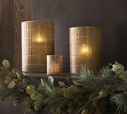 Linen Textured Glass Hurricane Candle Holder