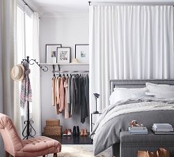 Custom Seaton Textured Cotton Curtain - White