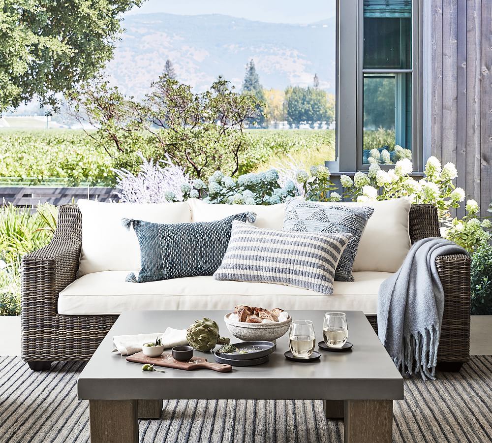 Torrey Wicker Slope Arm Outdoor Sofa (86&quot;)