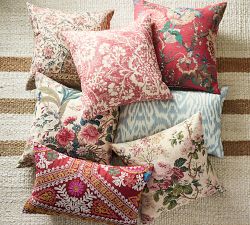 Rose Floral Stripe Reversible Pillow