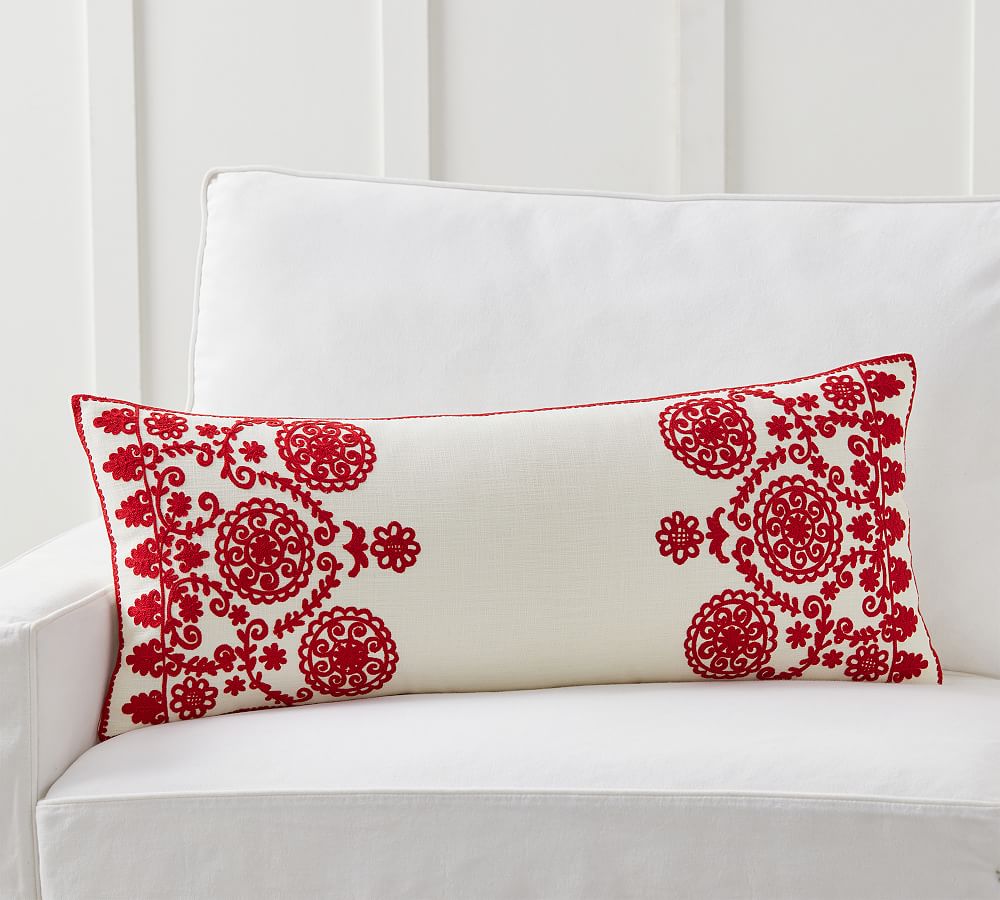 Elsie Embroidered Lumbar Pillow Cover