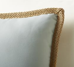 Faux Natural Fiber Trim Outdoor Pillow