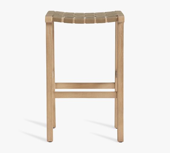 Fenton Woven Backless Leather Stool