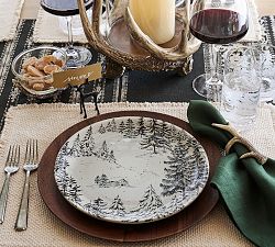 Rustic Forest Stoneware Dinner Plates - Set of 4