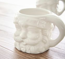 Santa Claus Ceramic Mugs - White Glaze