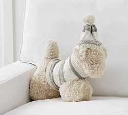 Doodle Faux Fur  Dog with Sweater Pillow