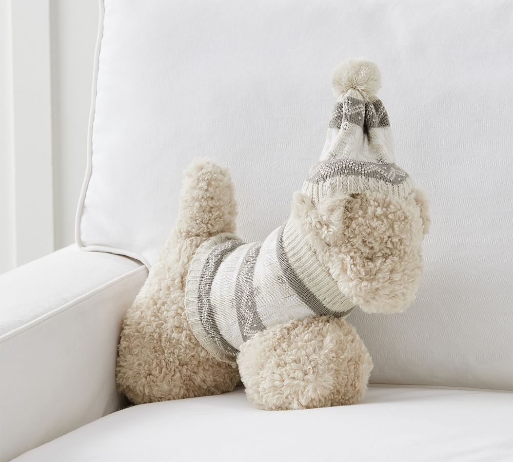 Doodle Faux Fur  Dog with Sweater Pillow