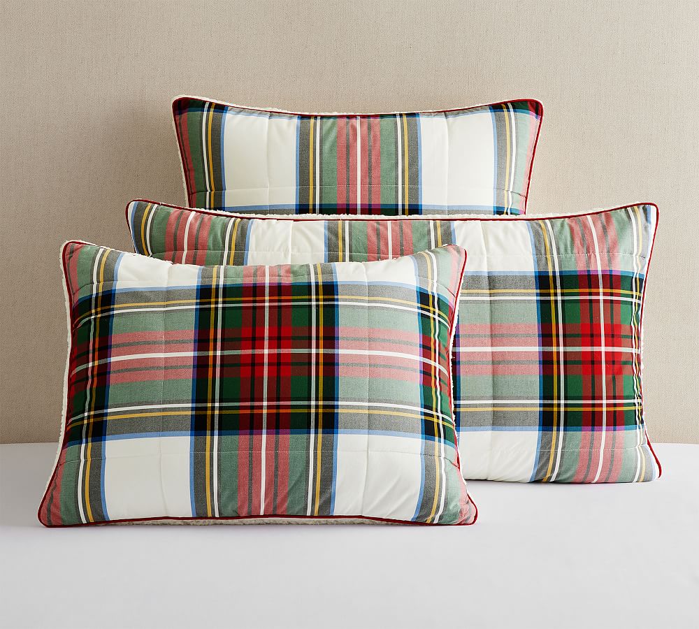 Stewart Plaid Cotton Sherpa Comforter Sham