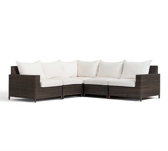 Torrey Wicker 5-Piece Square Arm Outdoor Sectional (101")