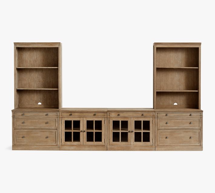 Livingston 6 Piece Grand Media Suite with Mixed Cabinets Seadrift Pottery Barn