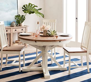 Hart Round Reclaimed Wood Extending Dining Table 47.5 79 Pottery Barn