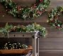 Lit Faux Pine &amp; Berries Wreath &amp; Garland