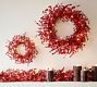 Lit Faux Red Berry Wreath &amp; Garland