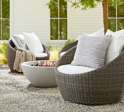 Torrey Wicker Papasan Swivel Outdoor Lounge Chair