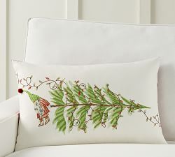 Gnome Embroidered Lumbar Pillow Cover